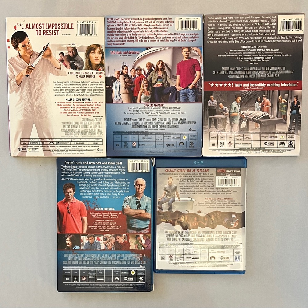 BUNDLE of 5: Dexter TV Series 5 seasons on DVD and Blu-ray Collection - Picture 2 of 3